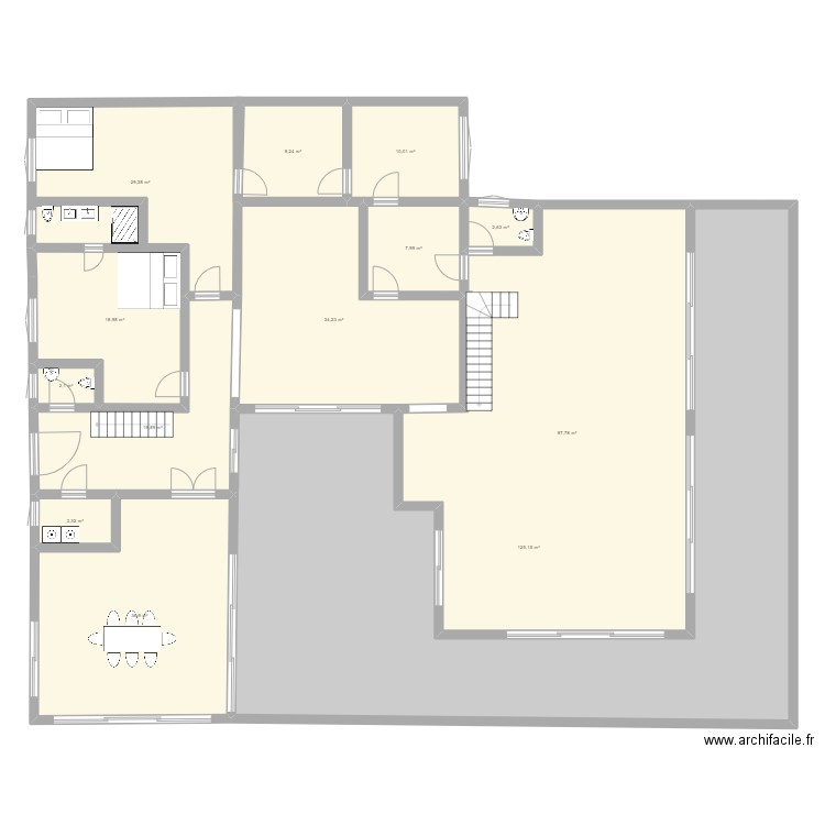 K-projet3. Plan de 13 pièces et 398 m2