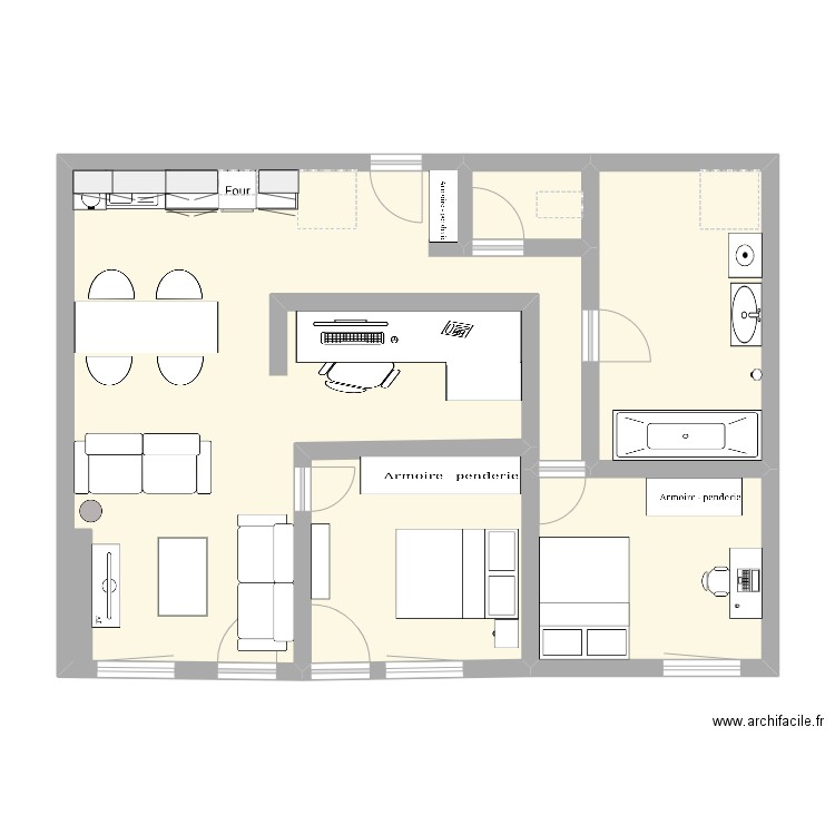 Agathe . Plan de 5 pièces et 73 m2