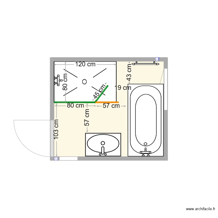 devos. Plan de 1 pièce et 4 m2