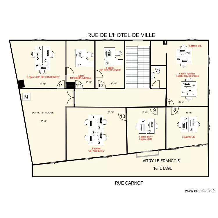 VITRY CARNOT 1er &eacute;tage fusion2. Plan de 