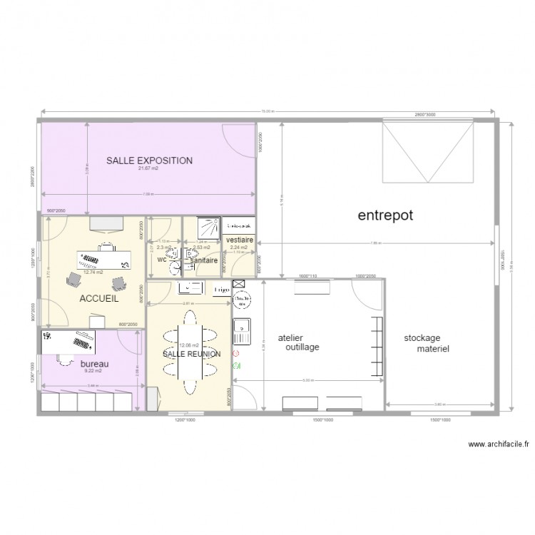 LOCAL2. Plan de 7 pièces et 63 m2