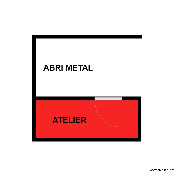 foucher abri. Plan de 1 pièce et 3 m2