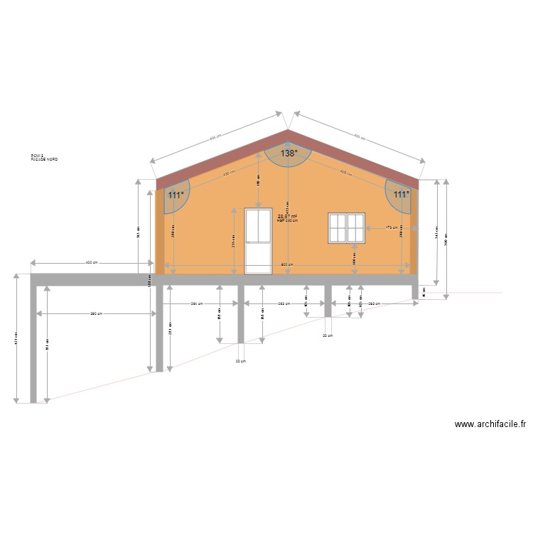 FACADE NORD . Plan de 0 pièce et 0 m2