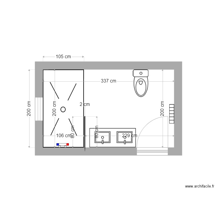 Plan sdb MARTORINA apres travaux. Plan de 0 pièce et 0 m2