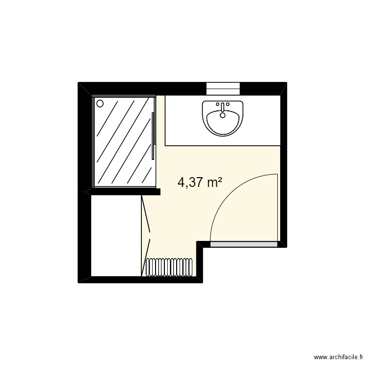 salle de bain. Plan de 1 pièce et 4 m2