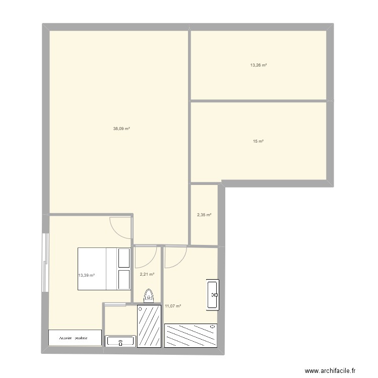 ESPERAGAS en L. Plan de 7 pièces et 95 m2