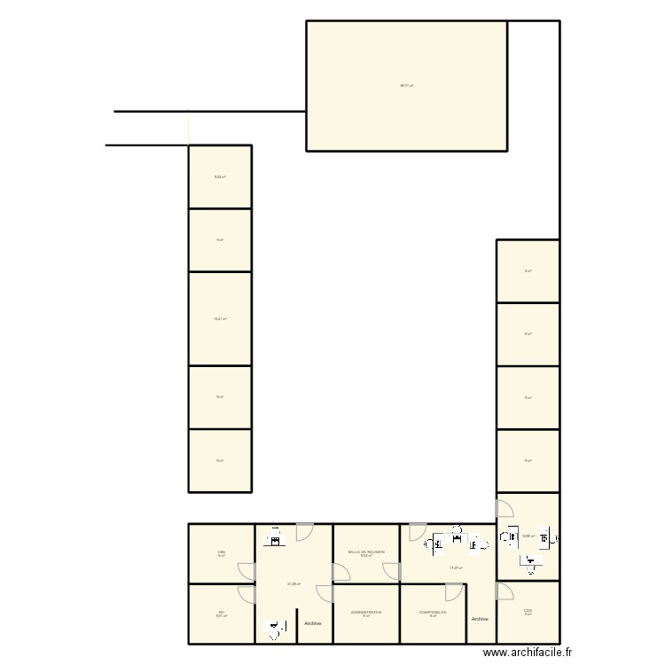 Open space V4. Plan de 19 pièces et 250 m2