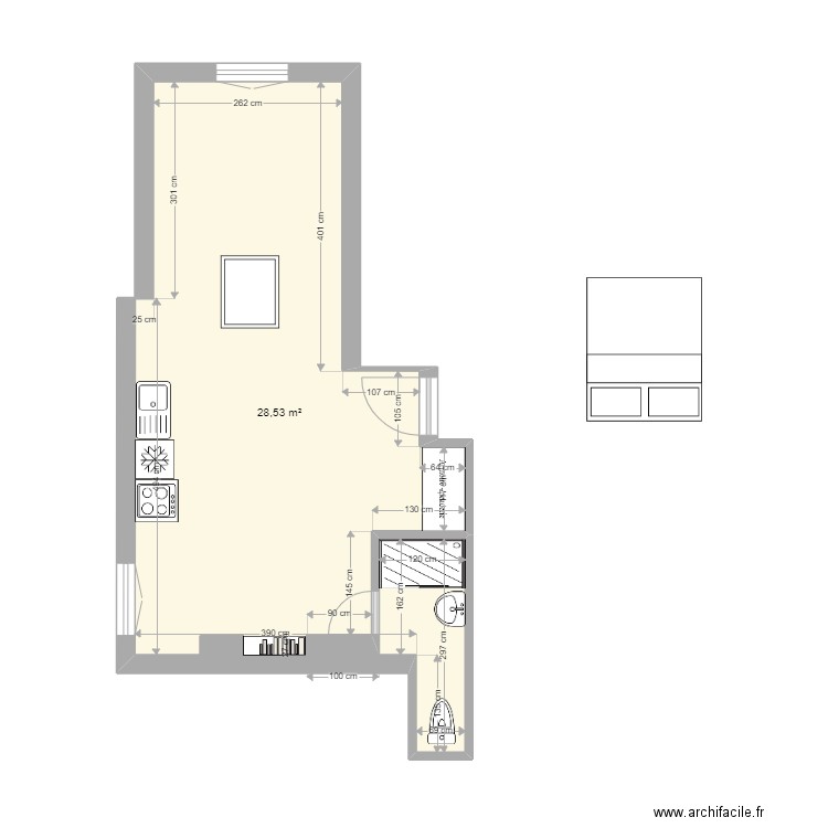 Chabrol mezzanine en studio. Plan de 1 pièce et 29 m2