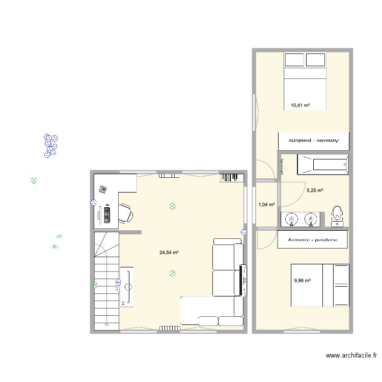 1 er étage . Plan de 0 pièce et 0 m2