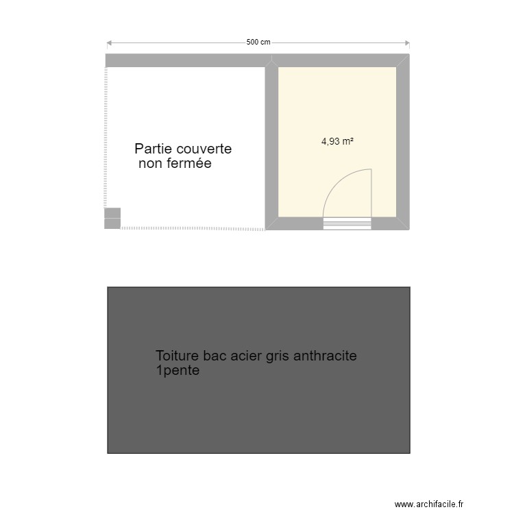 cabane. Plan de 1 pièce et 5 m2