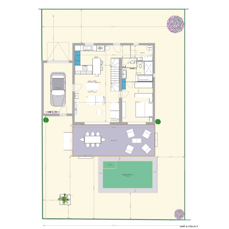 piscine et jardin. Plan de 0 pièce et 0 m2