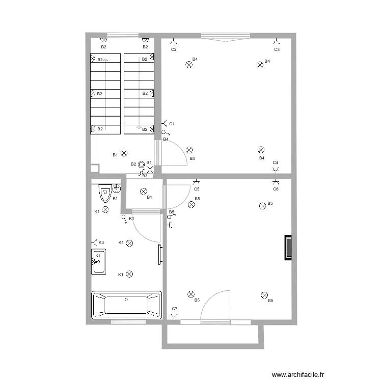 Maison Edoir 1er &eacute;tage. Plan de 