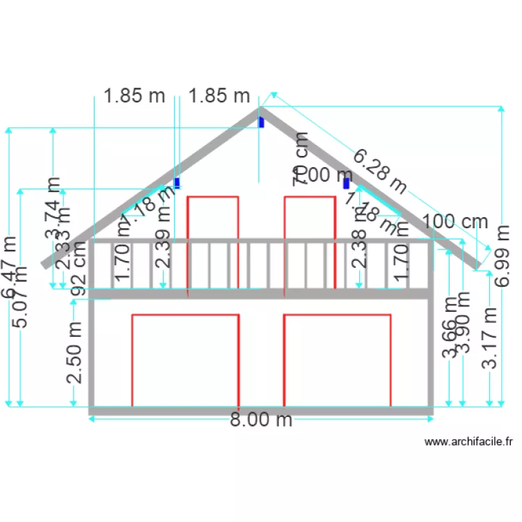 facade pignon sud. Plan de 