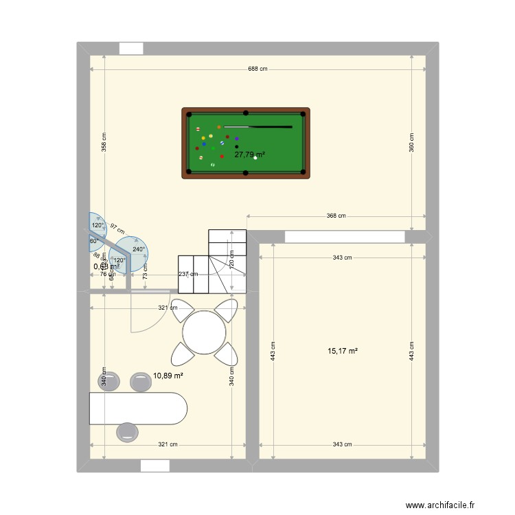 Projet Cave Bunyola. Plan de 4 pièces et 55 m2