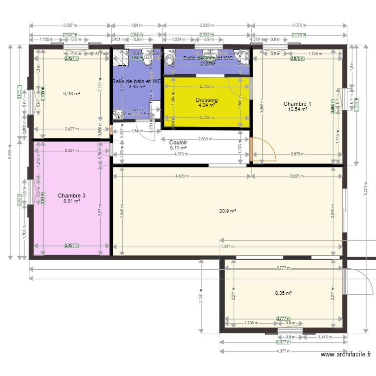 renov 1. Plan de 9 pièces et 71 m2