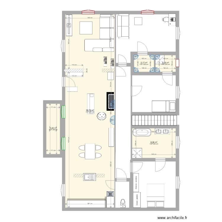 cereste 6. Plan de 5 pièces et 77 m2