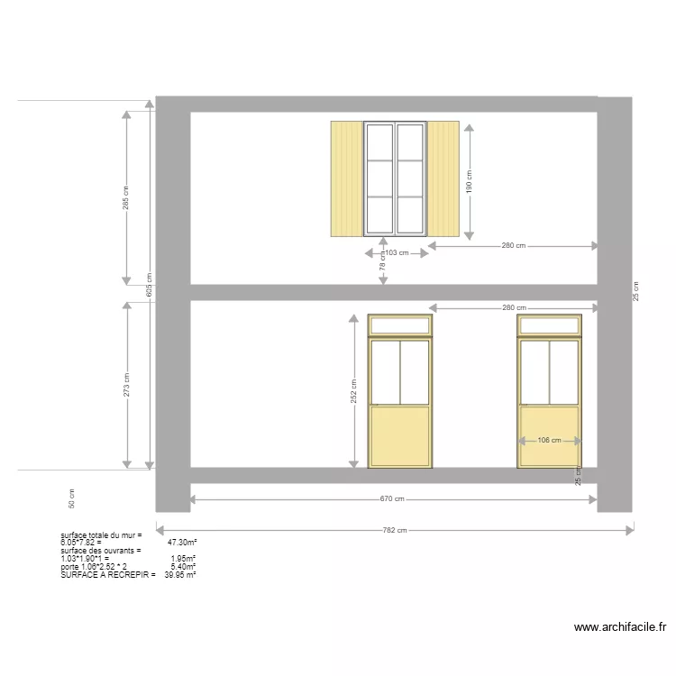 fa&ccedil;ade SUD. Plan de 