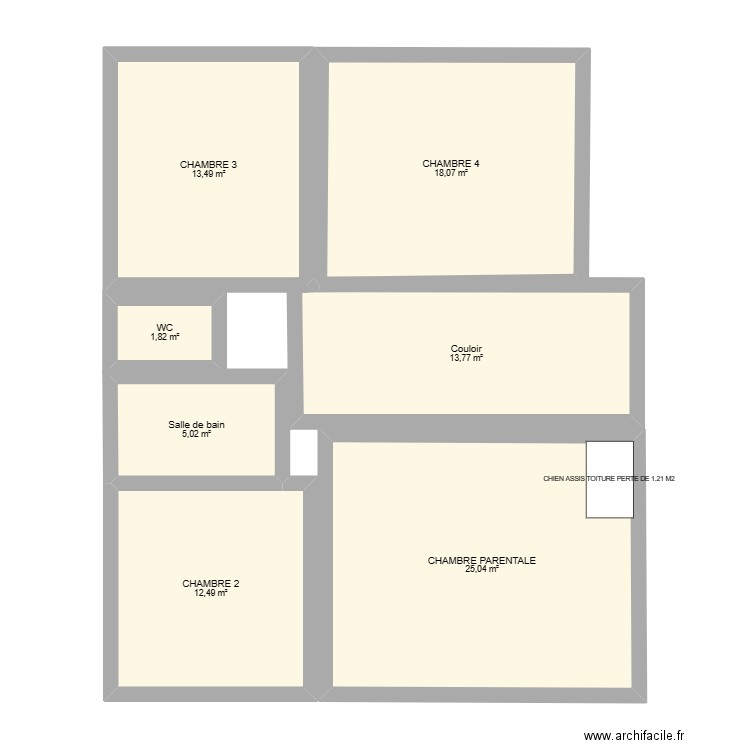 1 ER ETAGE. Plan de 7 pièces et 90 m2