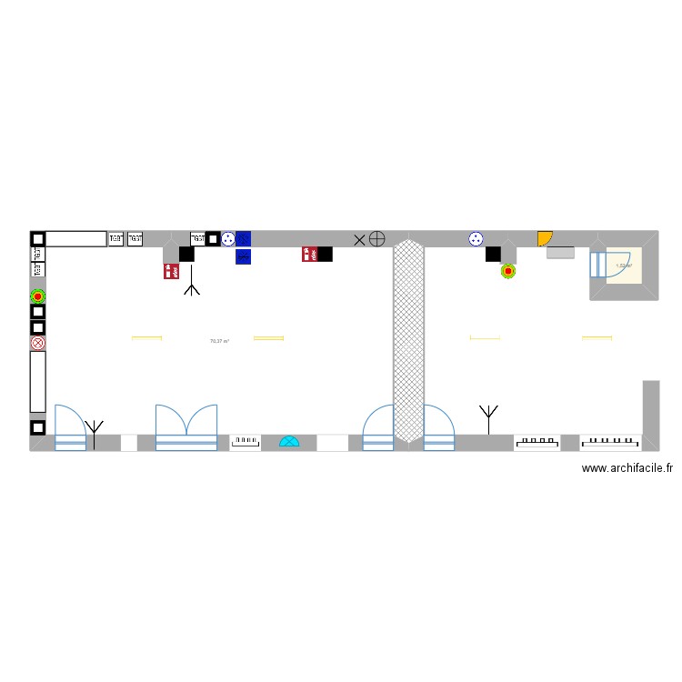 Emballage 1. Plan de 2 pièces et 72 m2