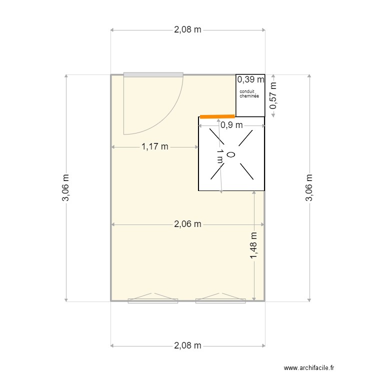 FERRIER. Plan de 1 pièce et 6 m2