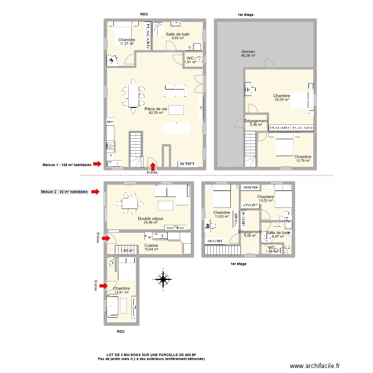 LHUILLIER RENARD. Plan de 21 pièces et 266 m2