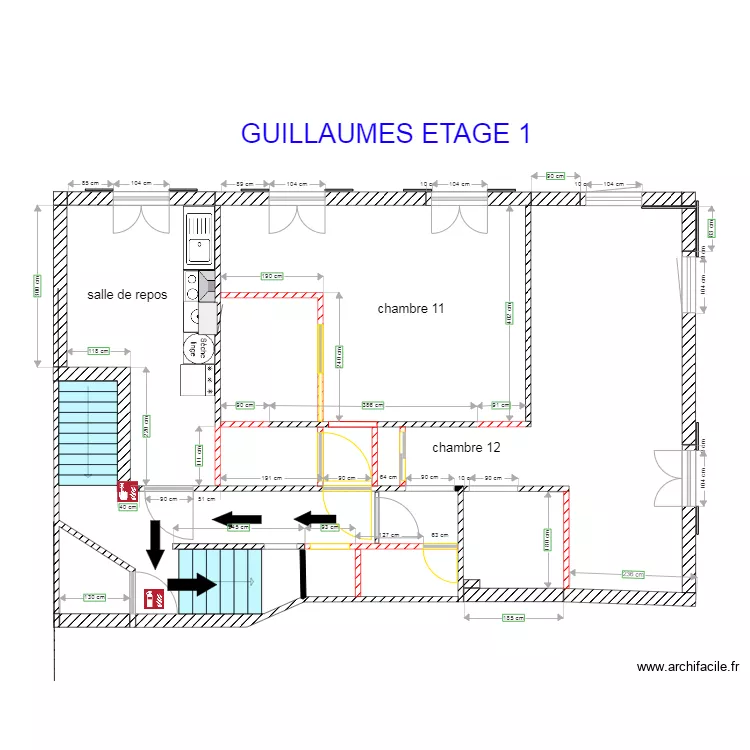 Guillaumes ETAGE 1 evacuation. Plan de Guillaumes ETAGE 1 evacuation. Plan de