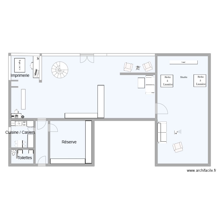 Plan du Studio Bernatets Photo. Plan de 6 pièces et 189 m2