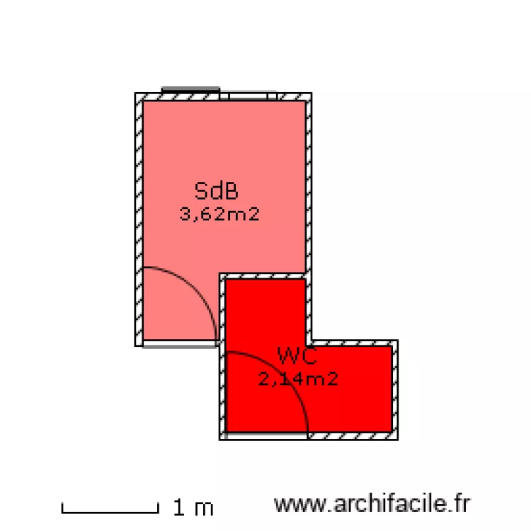 SdB/WC. Plan de 