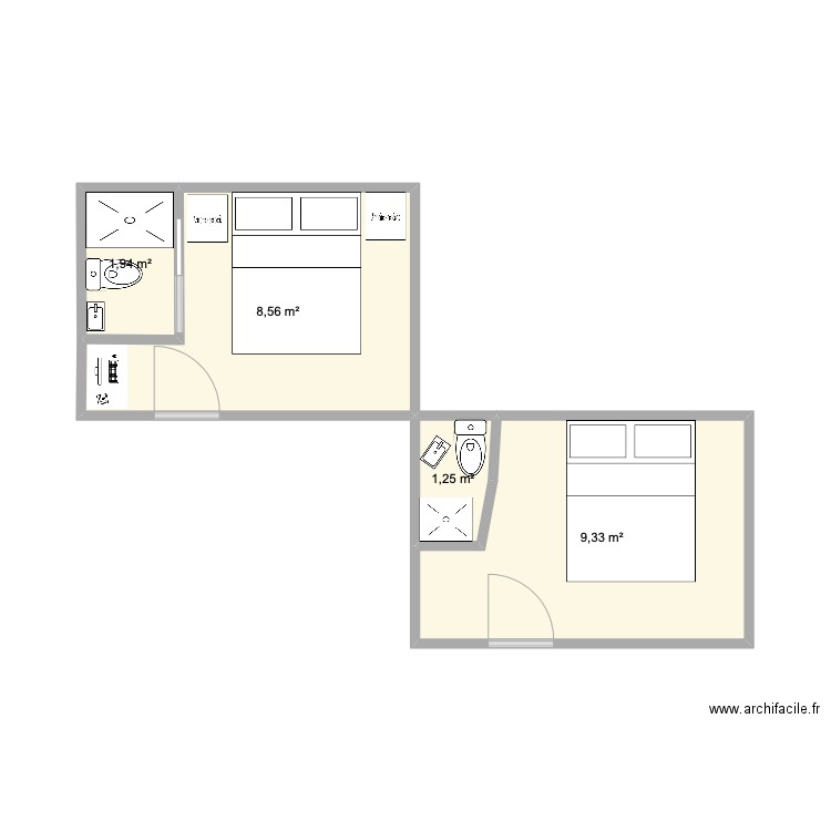 FAST HOTEL REIMS. Plan de 4 pièces et 21 m2