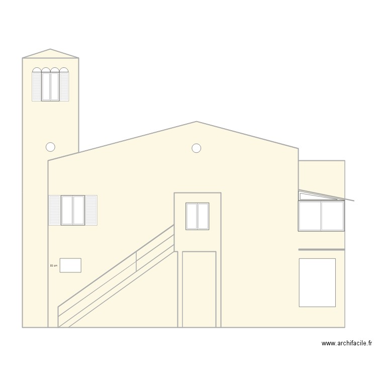 PLAN DE FACADE Ouest existant. Plan de 0 pièce et 0 m2