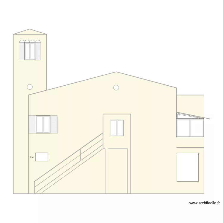 PLAN DE FACADE Ouest existant. Plan de 