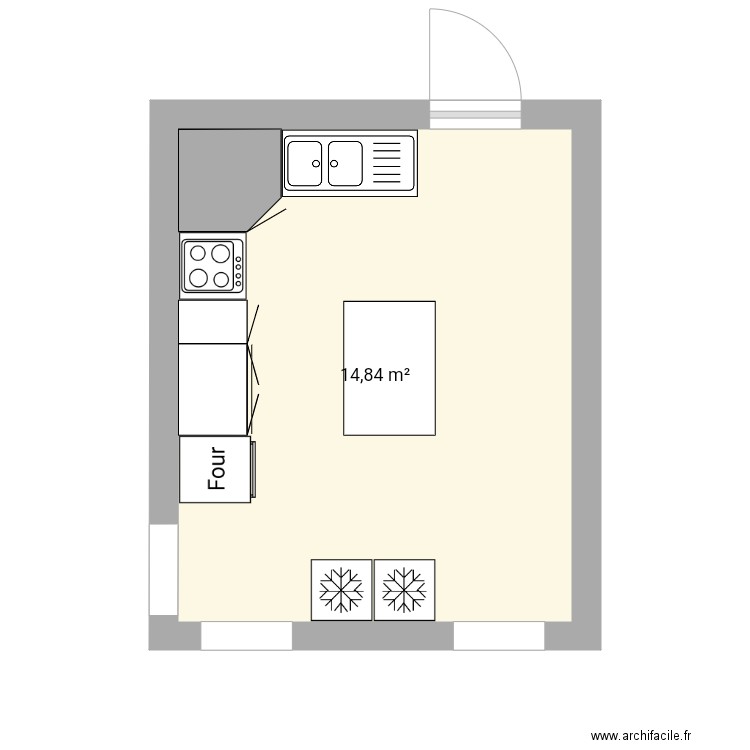 Cuisine. Plan de 1 pièce et 15 m2