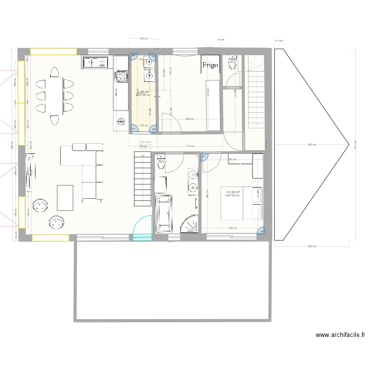 PROJET. Plan de 11 pièces et 365 m2