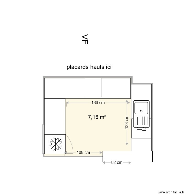 Croix-Nivert - Cuisine 6 septembre 22. Plan de 1 pièce et 7 m2