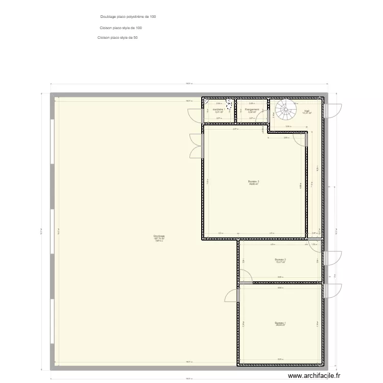 Am&eacute;nagement local stockage et bureaux SAPNAT v4. Plan de 