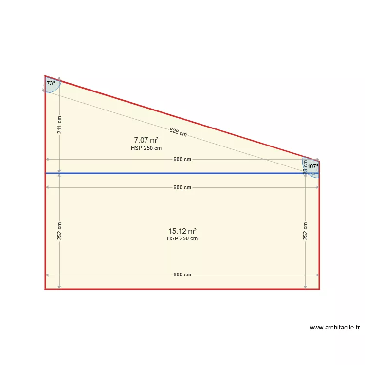 coupe petit hangar . Plan de 