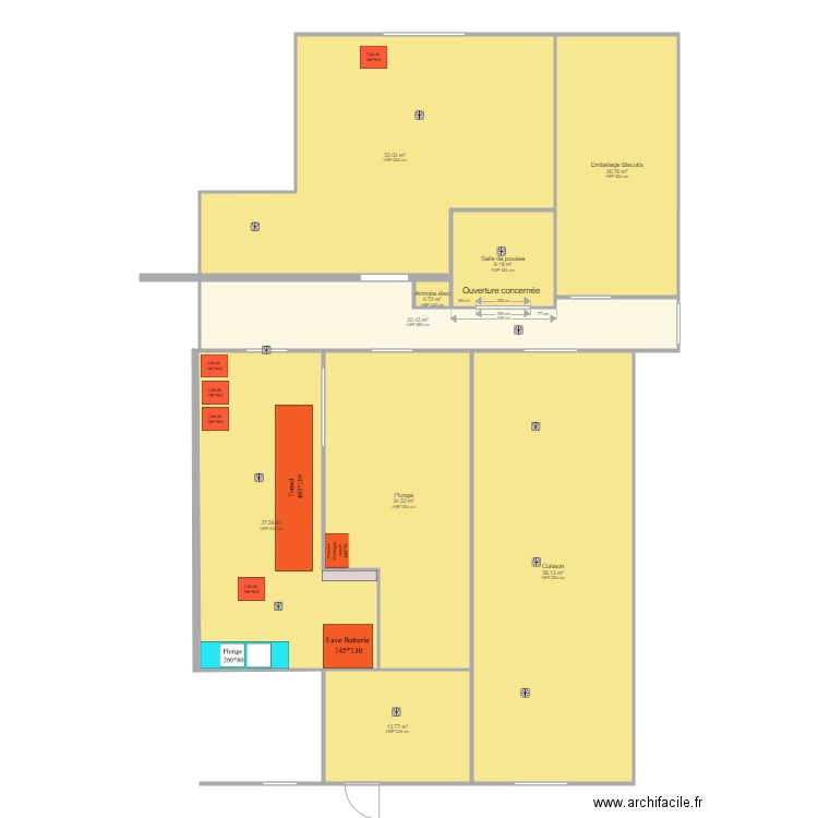 Plonge . Plan de 9 pièces et 255 m2