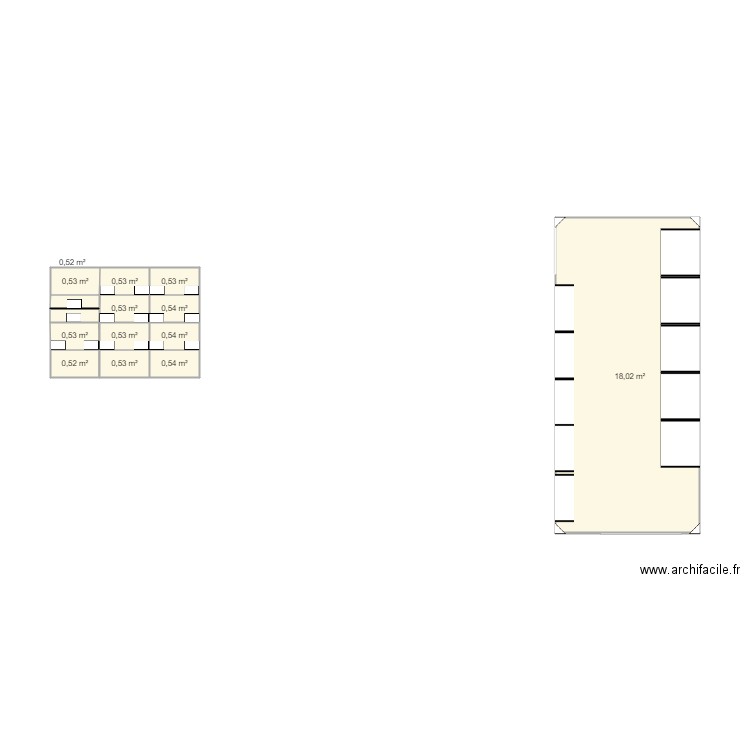 Zone Retour. Plan de 13 pièces et 24 m2