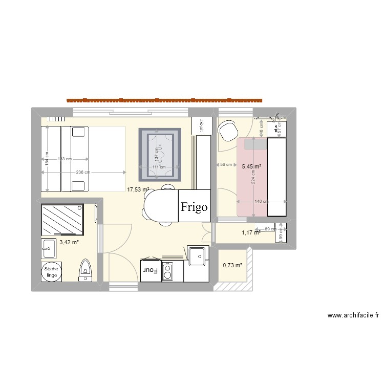 courchevel Aménagé3. Plan de 5 pièces et 28 m2