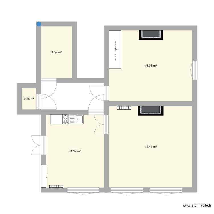 Appartement avec mesure. Plan de 0 pièce et 0 m2