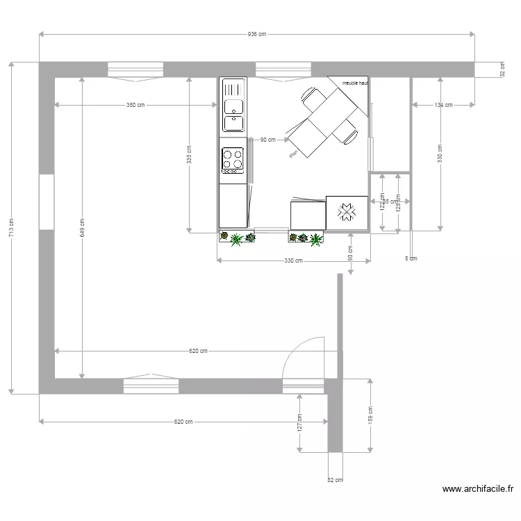 Am&eacute;nagement cuisine V1. Plan de 