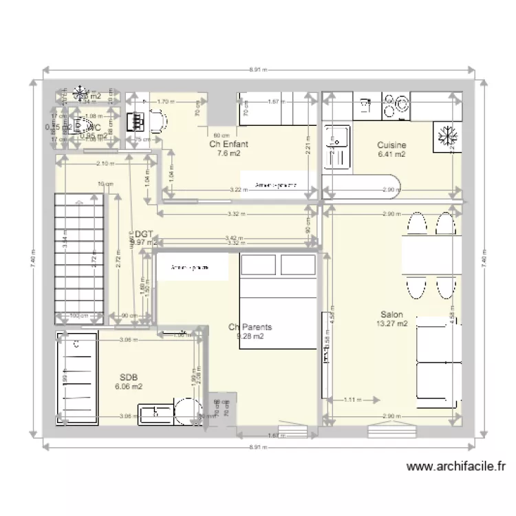 APPARTEMENT REVERCHON V3. Plan de 