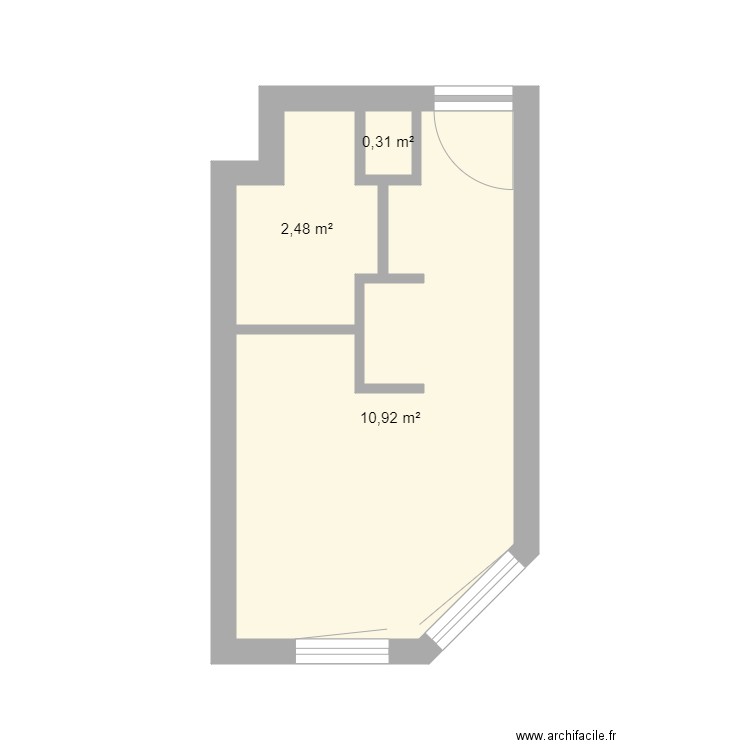 studio abbe gregoire 2. Plan de 3 pièces et 14 m2