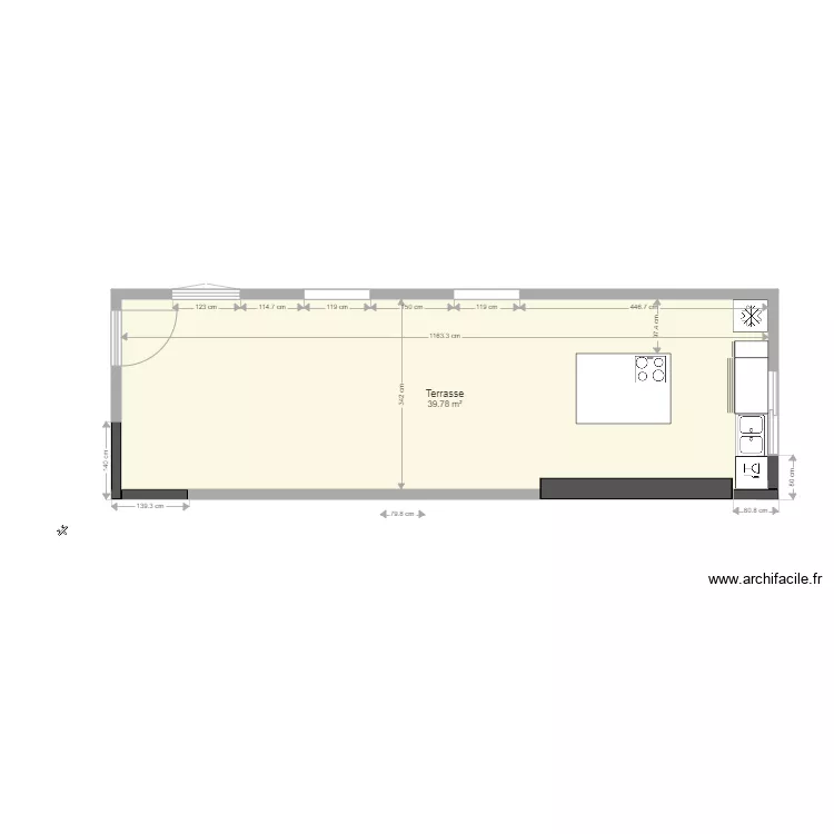 cuisine du bas. Plan de 