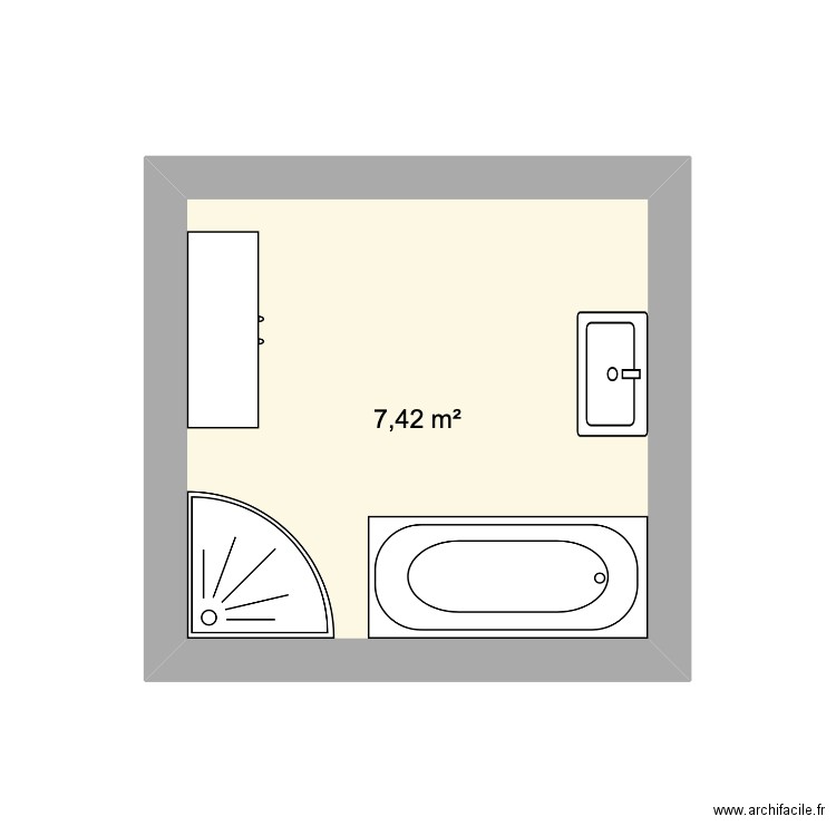 salle de bain avant . Plan de 1 pièce et 7 m2