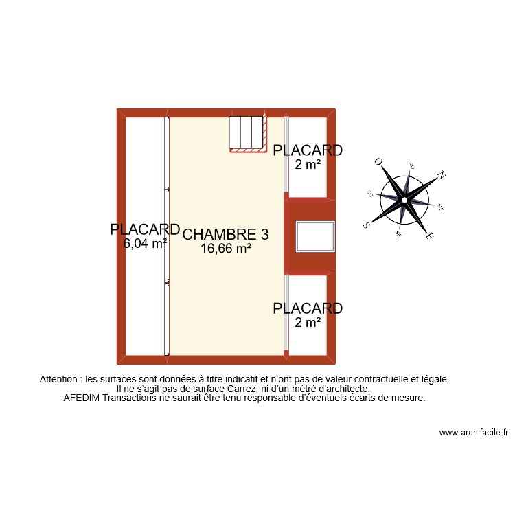 BI 9925 ETAGE 2. Plan de 6 pièces et 29 m2