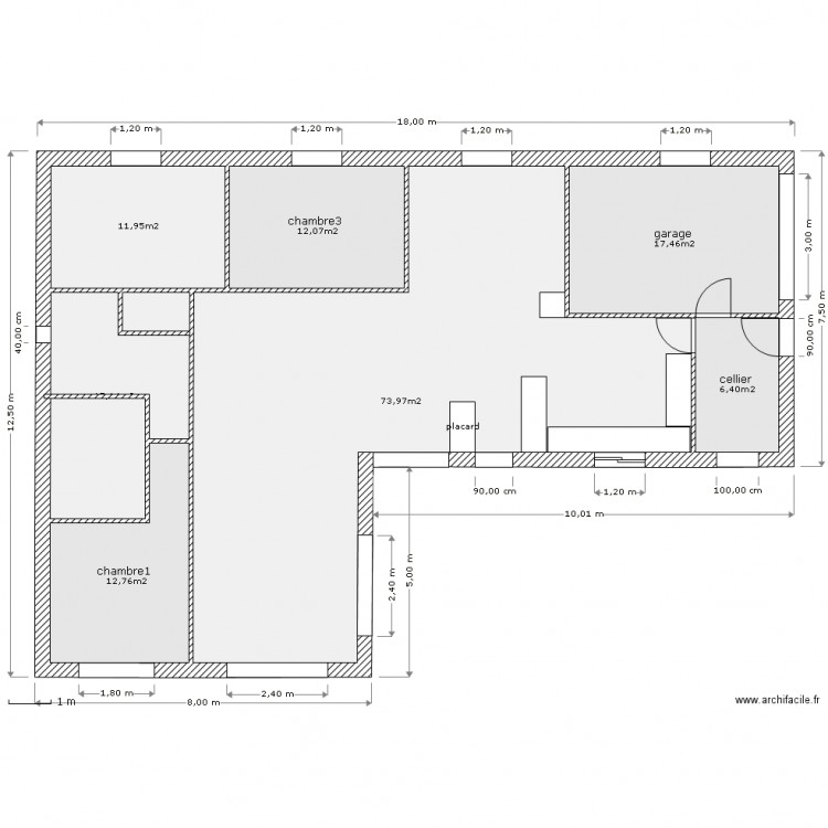 plan coté ouvertures. Plan de 0 pièce et 0 m2