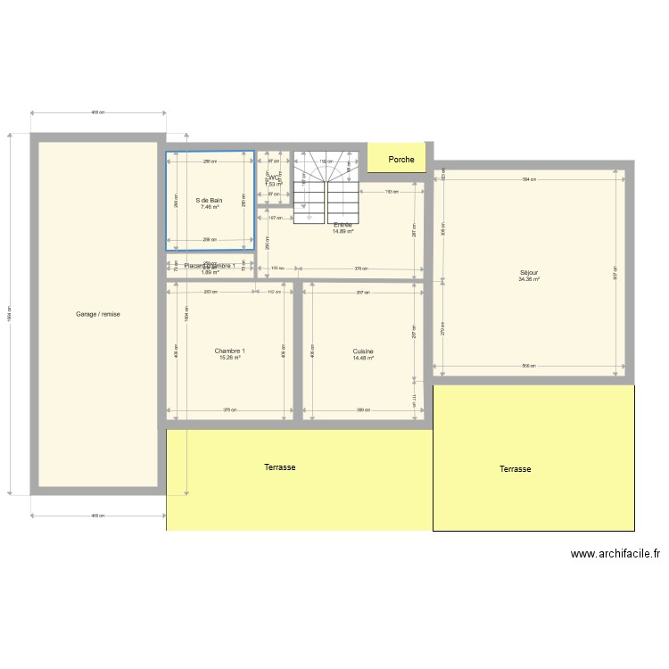 Projet maison 1863 vue RdC. Plan de 0 pièce et 0 m2