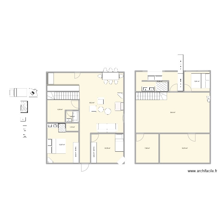 Tocqueville. Plan de 11 pièces et 151 m2