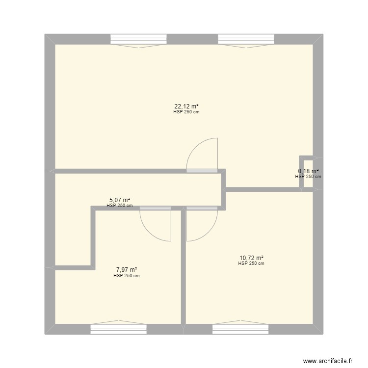 placo.1. Plan de 5 pièces et 46 m2